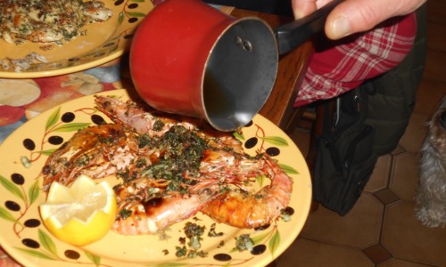 Gambas flambées au pastis